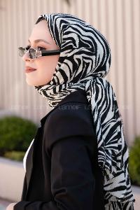 Black Cotton Fabric Printed Shawl