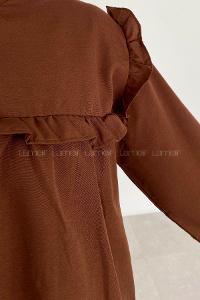 Modalamelif Hakim Yaka Önü Pileli  Tunik Acı Kahve