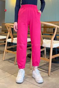 Fuchsia Regular Trousers Elastic Waist Regular Cut Bottom Tracksuit