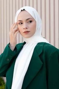 Off White Viscose Fabric Printed Shawl