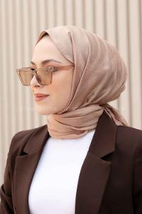 Brown With Milk Viscose Fabric Printed Shawl