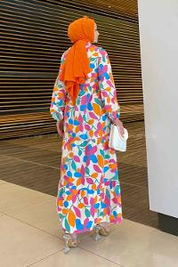 Modalamelif Şal Desenli Elbise Gök Mavi