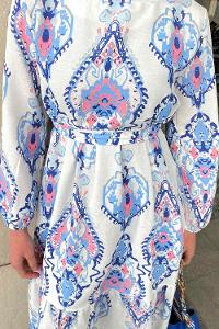 Modalamelif Şal Desen Elbise Saks