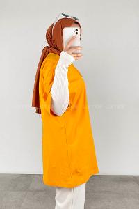 Ocher Crew Neck Half Arm Arm Cotton Printed T-shirt