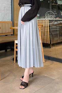 Lamelif Beli Elastik Detaylı Pliseli Etek Gri