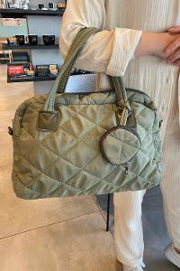 Lamelif  Cüzdan Aksesuarlı Barrel Kapitone Çanta Haki