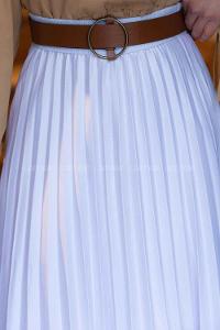 Lamelif Pliseli Etek Beyaz