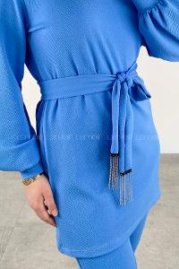 Modalamelif Olivya Zincir Püskül Detaylı İkili Takım Mavi