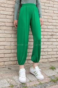 Emerald Green Elastic Trousers Elastic Waist Regular Cut Bottom Tracksuit