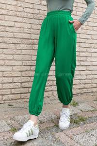 Emerald Green Elastic Trousers Elastic Waist Regular Cut Bottom Tracksuit