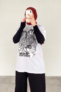 White Crew Neck Short Arm Cotton Printed T-shirt