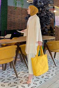 Stone Scarf Neck Long Arm Without Accessories Linen Cotton Fabric Regular Trousers Comfortable Suit