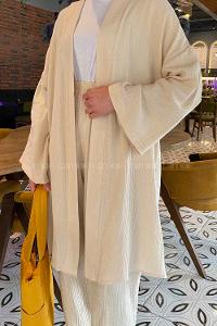 Stone Scarf Neck Long Arm Without Accessories Linen Cotton Fabric Regular Trousers Comfortable Suit