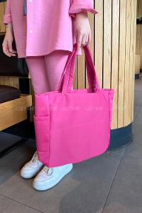 Lamelif 3 Bölmeli Fermuarlı Kol Ve Omuz Kadın Çanta Fuşya