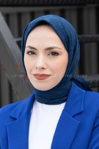 Lamelif Bambu Eşarp Parlament Mavi