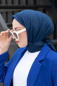 Lamelif Bambu Eşarp Parlament Mavi