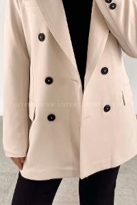 Cream Shirt Collar Long Arm Denim Denim Jacket