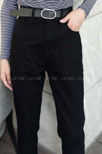 Black Blue Denim High Waist 5 Pockets Pants