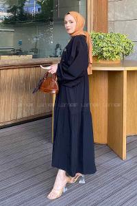 Lamelif Elica Tesettür Elbise Siyah