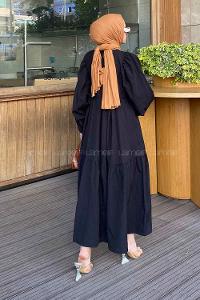 Lamelif Elica Tesettür Elbise Siyah