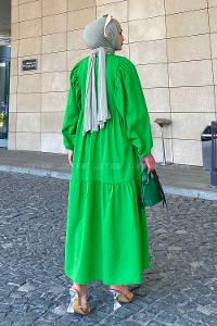 Lamelif Elica Tesettür Elbise Yeşil
