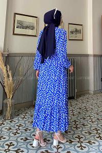 Modalamelif Mavi Yaprak Elbise