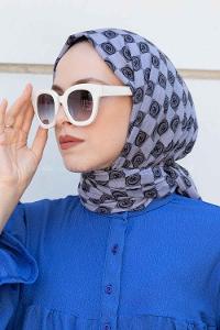 Gray Cotton Fabric Flowering Shawl