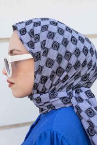 Gray Cotton Fabric Flowering Shawl