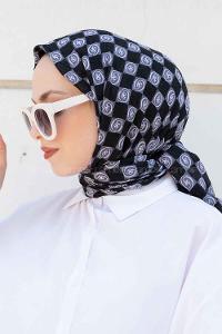 Gray Black Cotton Fabric Flowering Shawl