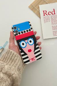 Lamelif  ıPhone 11 Gözlüklü Kız Baskılı Şeffaf Telefon Kılıfı