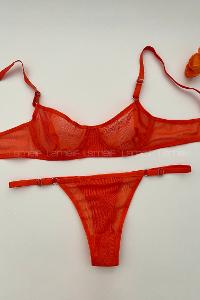 Orange Cotton Fabric Underwire Unsupport 