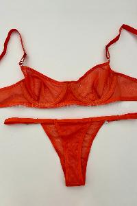 Orange Cotton Fabric Underwire Unsupport 