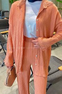 Lamelif İkili Gofre Tesettür Takım Pudra