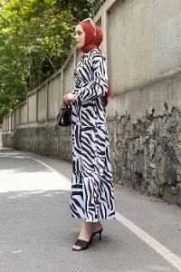 White Black Shirt Collar Cotton Printed Dresess