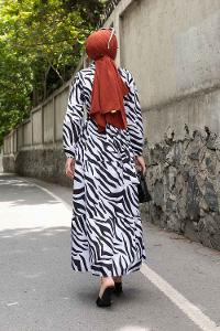 White Black Shirt Collar Cotton Printed Dresess