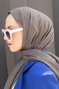 Lamelif Cotton Line Şal Füme