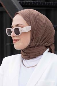 Brown With Milk Cotton Striped Striped Shawl