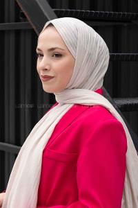 Lamelif Cotton Line Şal Açık Taş