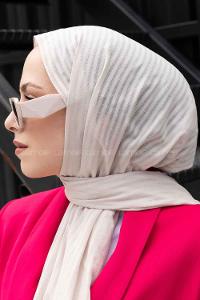 Lamelif Cotton Line Şal Açık Taş