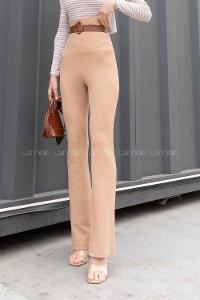 Camel Crepe Fabric High Waist Elastic Waist Comfortable Pants