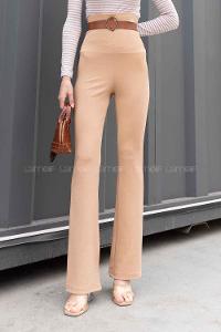 Camel Crepe Fabric High Waist Elastic Waist Comfortable Pants