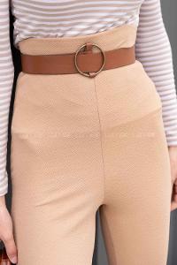 Camel Crepe Fabric High Waist Elastic Waist Comfortable Pants