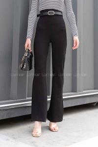 Black Crepe Fabric High Waist Elastic Waist Comfortable Pants