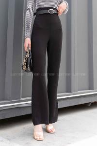 Black Crepe Fabric High Waist Elastic Waist Comfortable Pants