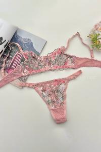 Lamelif Brode Nakışlı Çiçekli Takım Pudra