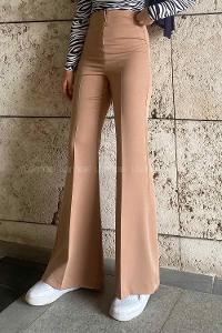 Lamelif Yüksek Bel İspanyol Paça Gizli Cep Pantolon Camel