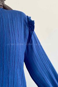 Indigo Shirt Collar Long Arm Cotton Unprinted Shirt