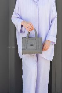 Lamelif Kanvas Mini Kadın Çanta Gri