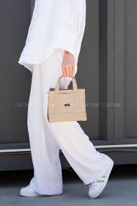 Lamelif Kanvas Mini Kadın Çanta Vizonrengi