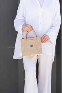 Lamelif Kanvas Mini Kadın Çanta Vizonrengi